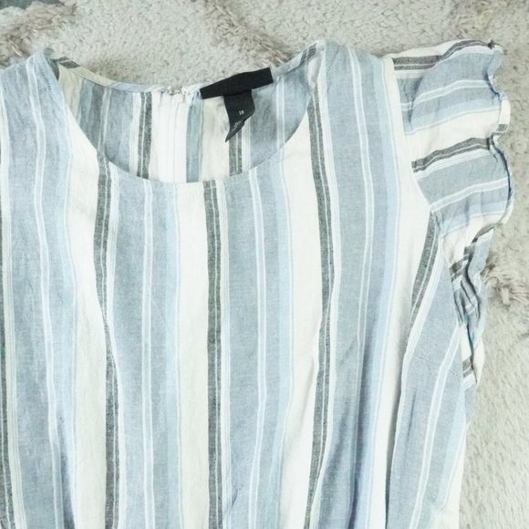 Lane Bryant Cropped Wide Leg Jumpsuit Womens Plus Size 18 Striped Linen Blend - Picture 3 of 14